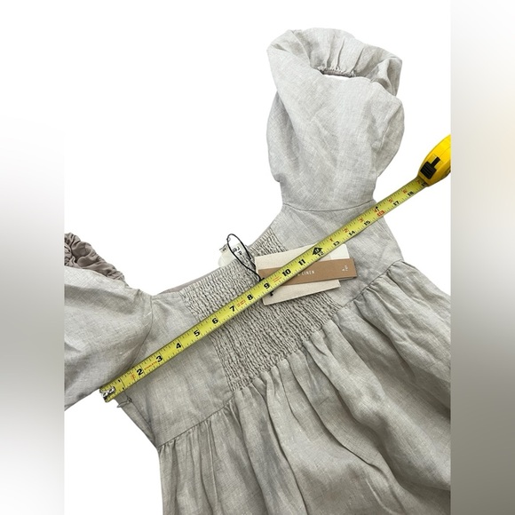 A.REN Candace 100% Linen Off White Maxi Dress - Picture 13 of 14